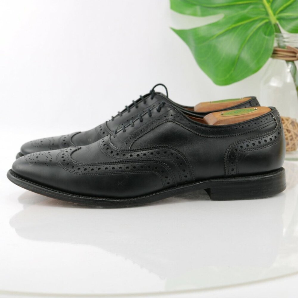Allen Edmonds Mens McAllister Oxford Size 9.5 C Black Leather Dress Shoe Wingtip - Picture 8 of 12
